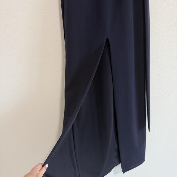 Lulus Own the Night Strapless Maxi Dress Womens Small Navy Blue Bridesmaid Slit - Picture 4 of 11
